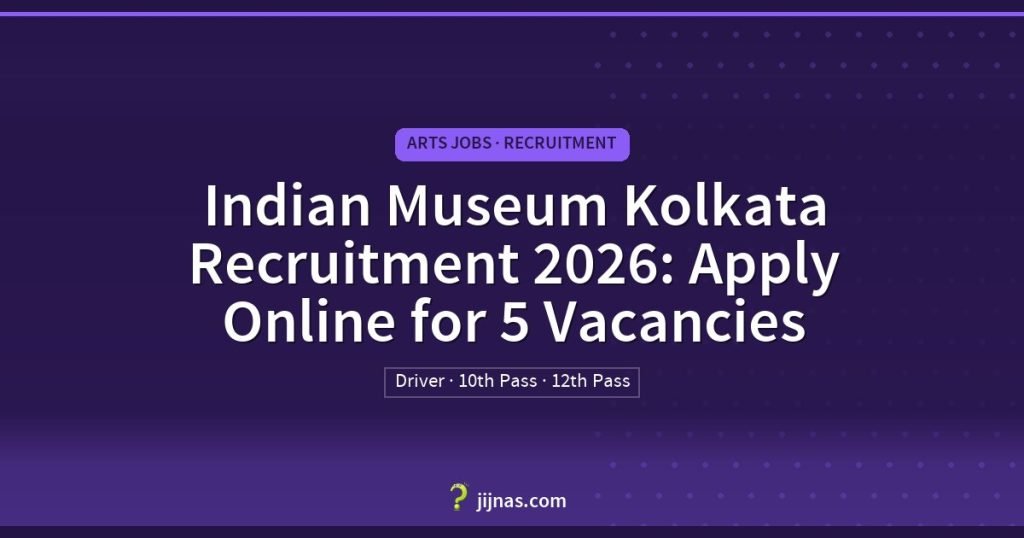 Indian Museum Kolkata Recruitment 2026: Apply Online for 5 Vacancies, Arts Jobs · Recruitment | jijnas.com
