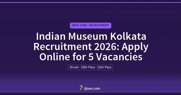 Indian Museum Kolkata Recruitment 2026: Apply Online for 5 Vacancies, Arts Jobs · Recruitment | jijnas.com