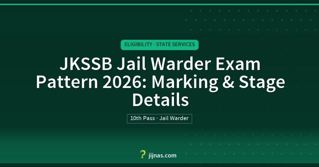 JKSSB Jail Warder Exam Pattern 2026: Marking & Stage Details, Eligibility · State Services | jijnas.com