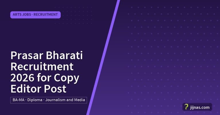 Prasar Bharati Recruitment 2026 for Copy Editor Post, Arts Jobs · Recruitment | jijnas.com