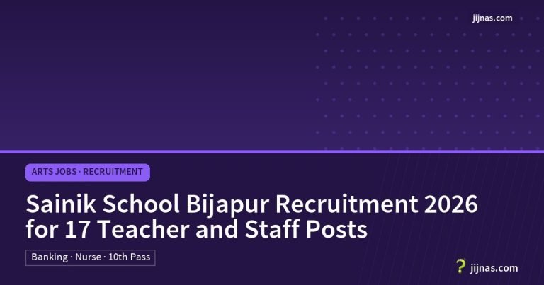 Sainik School Bijapur Recruitment 2026 for 17 Teacher and Staff Posts, Arts Jobs · Recruitment | jijnas.com