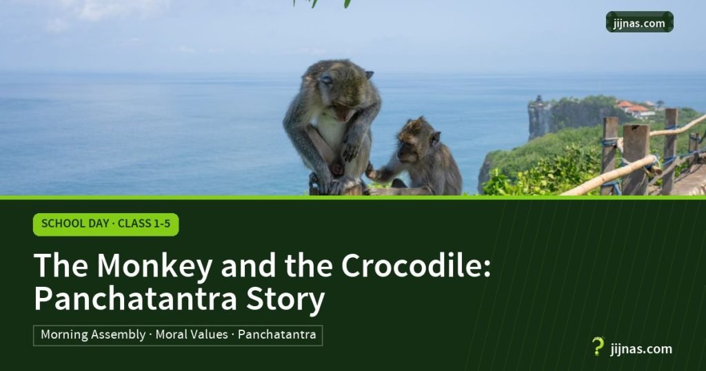The Monkey and the Crocodile: Panchatantra Story, School Day · Class 1-5 | jijnas.com