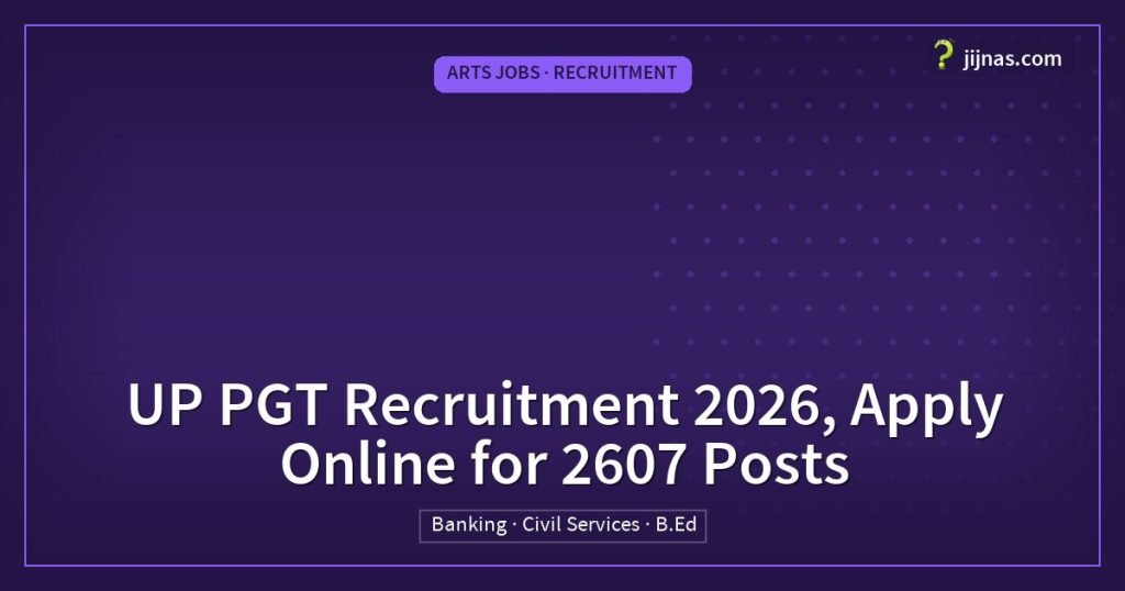 UP PGT Recruitment 2026, Apply Online for 2607 Posts, Arts Jobs · Recruitment | jijnas.com