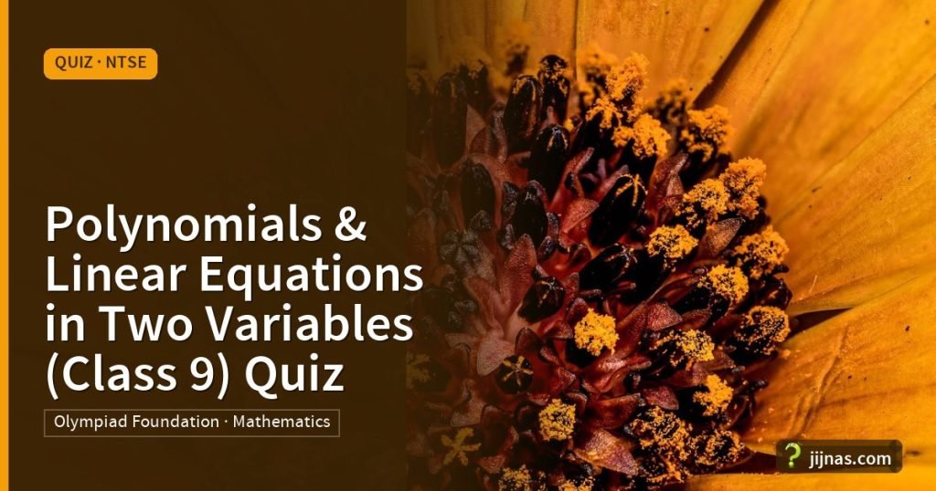 Polynomials & Linear Equations in Two Variables (Class 9) Quiz, Quiz · NTSE | jijnas.com