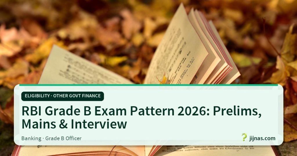RBI Grade B Exam Pattern 2026: Prelims, Mains & Interview, Eligibility · Other Govt Finance | jijnas.com
