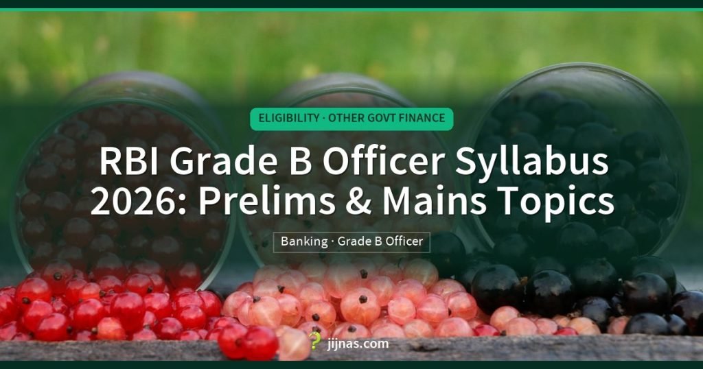 RBI Grade B Officer Syllabus 2026: Prelims & Mains Topics, Eligibility · Other Govt Finance | jijnas.com