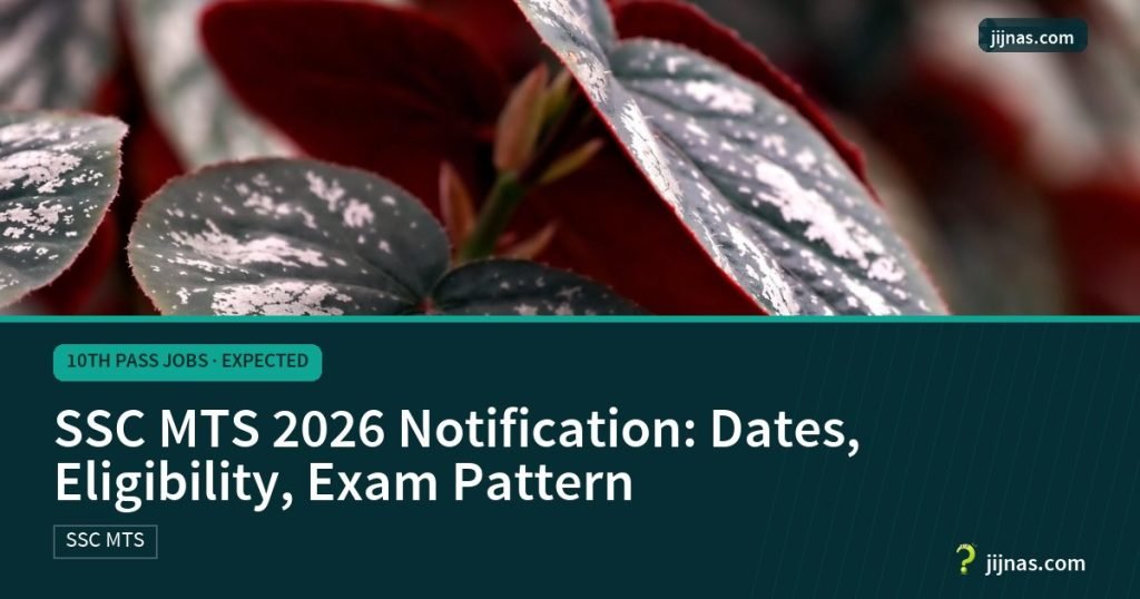 SSC MTS 2026 Notification: Dates, Eligibility, Exam Pattern, 10th Pass Jobs · Expected | jijnas.com