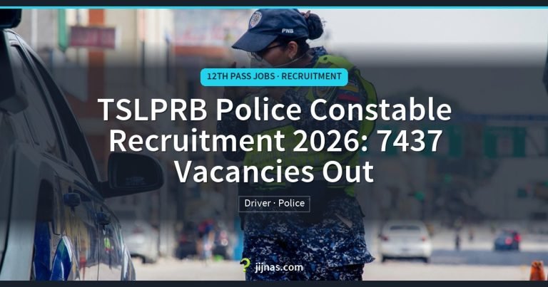 TSLPRB Police Constable Recruitment 2026: 7437 Vacancies Out, 12th Pass Jobs · Recruitment | jijnas.com