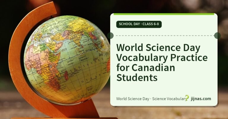 World Science Day Vocabulary Practice for Canadian Students, School Day · Class 6-8 | jijnas.com